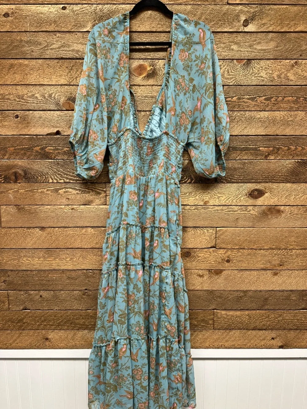 Free People Teal Floral Tiered Maxi Dress - Picture 6 of 7
